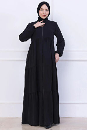 Kat Kat Büzgülü Ferace Siyah HM2735