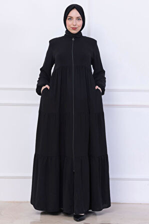 Kat Kat Büzgülü Ferace Siyah HM2735