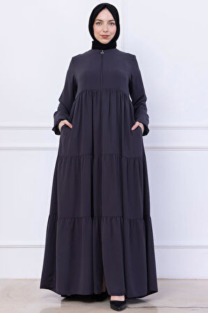 Kat Kat Büzgülü Ferace Füme HM2735