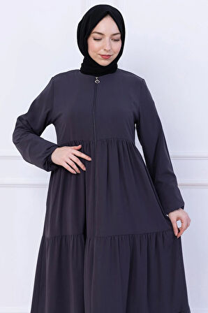 Kat Kat Büzgülü Ferace Füme HM2735