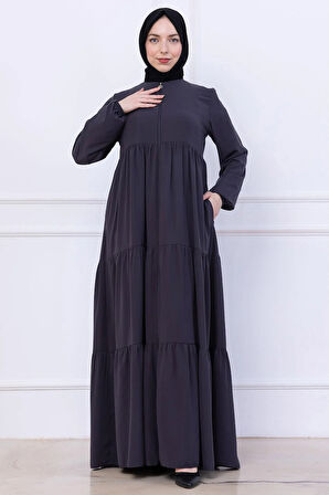 Kat Kat Büzgülü Ferace Füme HM2735