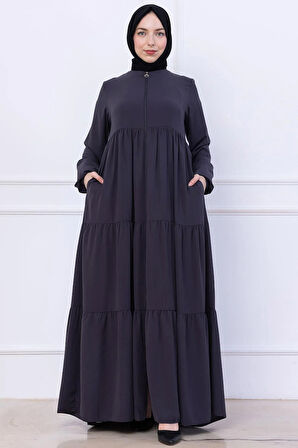 Kat Kat Büzgülü Ferace Füme HM2735