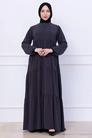 Kat Kat Büzgülü Ferace Füme HM2735