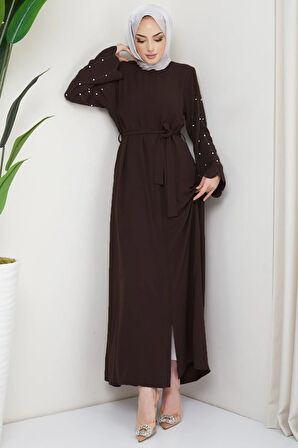 Kolu Taşlı Gizli Patlı Ferace Acı Kahverengi HM2152