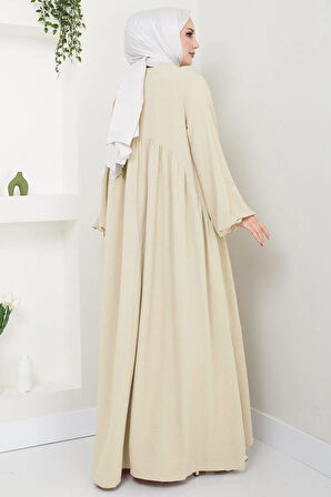 Eva Ayrobin Tesettür Elbise Krem HM2454