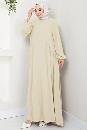 Eva Ayrobin Tesettür Elbise Krem HM2454