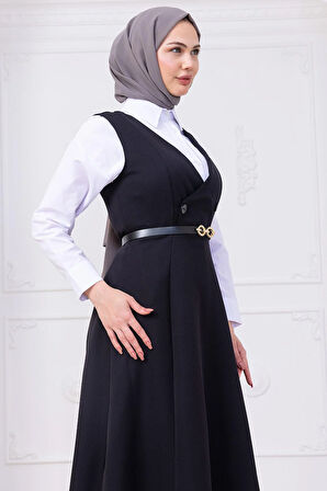 Kemerli Düğmeli Jile Siyah HM2741