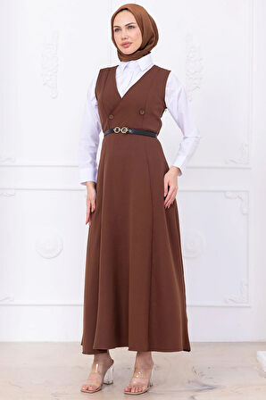 Kemerli Düğmeli Jile Kahverengi HM2741