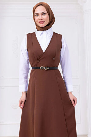 Kemerli Düğmeli Jile Kahverengi HM2741