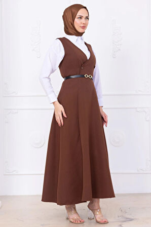 Kemerli Düğmeli Jile Kahverengi HM2741