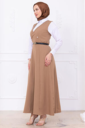 Kemerli Düğmeli Jile Vizon HM2741