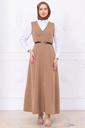 Kemerli Düğmeli Jile Vizon HM2741