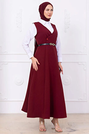 Kemerli Düğmeli Jile Bordo HM2741