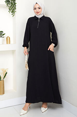 Yarım Fermuarlı Cepli Ayrobin Takım Siyah HM2759