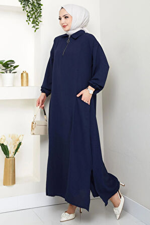 Yarım Fermuarlı Cepli Ayrobin Takım Lacivert HM2759