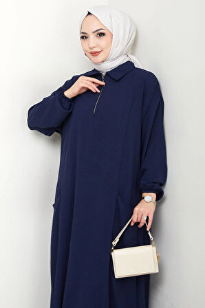 Yarım Fermuarlı Cepli Ayrobin Takım Lacivert HM2759