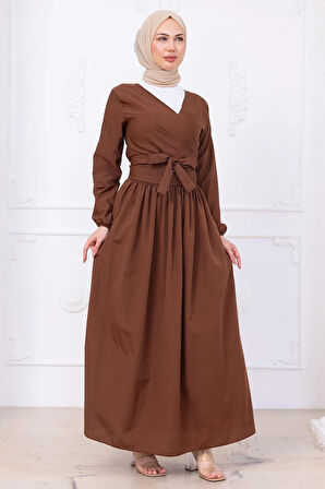 Bağlamalı Etekli Takım Kahverengi HM2752