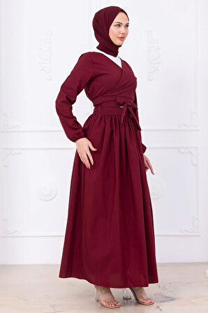 Bağlamalı Etekli Takım Bordo HM2752