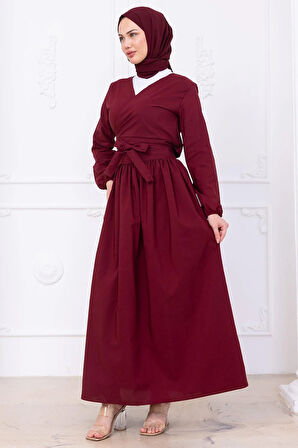 Bağlamalı Etekli Takım Bordo HM2752