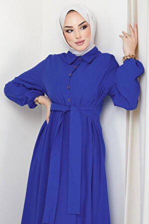 Kuşaklı Mevlana Elbise Mavi HM2105