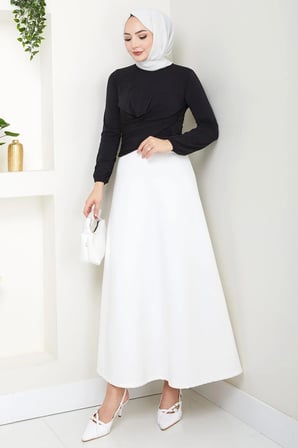 Bisiklet Yaka Büzgülü Sandy Bluz Siyah HM2765