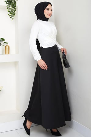 Bisiklet Yaka Büzgülü Sandy Bluz Beyaz HM2765