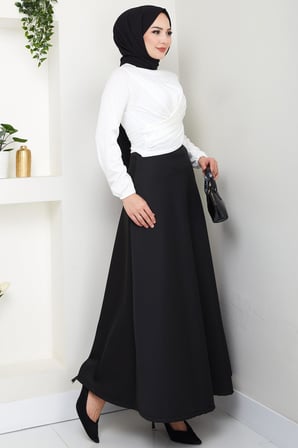 Bisiklet Yaka Büzgülü Sandy Bluz Beyaz HM2765