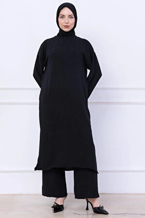 Uzun Tunikli Ayrobin Takım Siyah HM2770