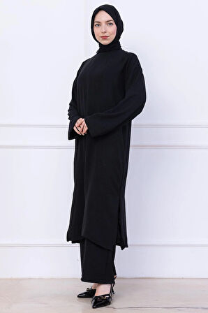 Uzun Tunikli Ayrobin Takım Siyah HM2770