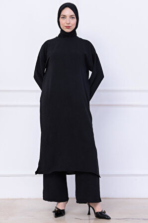 Uzun Tunikli Ayrobin Takım Siyah HM2770