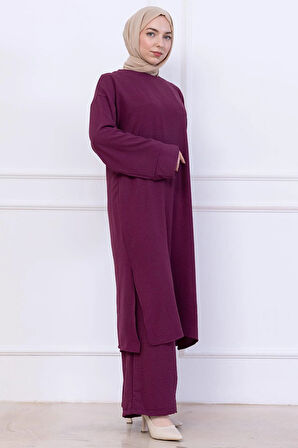 Uzun Tunikli Ayrobin Takım Mürdüm HM2770