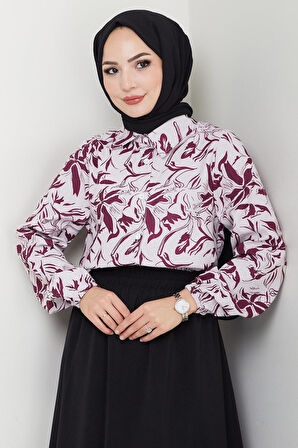Çiçek Desenli Etekli Takım Mürdüm HM2739