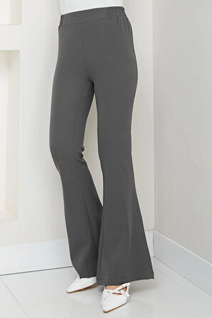 Beli Lastikli İspanyol Paça Kumaş Pantolon Füme HM2781