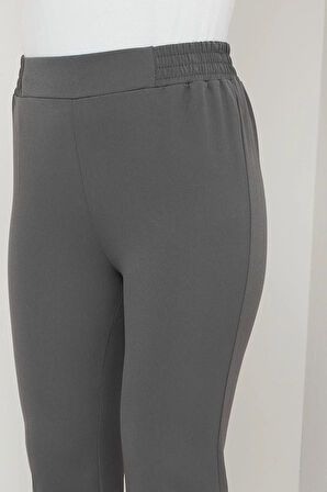 Beli Lastikli İspanyol Paça Kumaş Pantolon Füme HM2781
