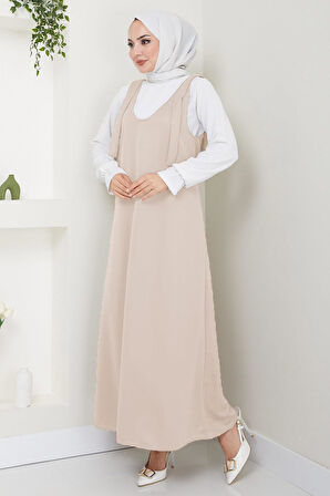 Nehir Örme Jile Elbise Bej HM2389