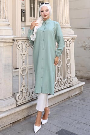 Yazlık Uzun Pamuklu Tunik Mint HM2109