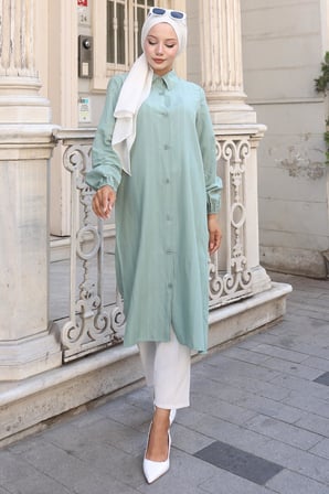 Yazlık Uzun Pamuklu Tunik Mint HM2109