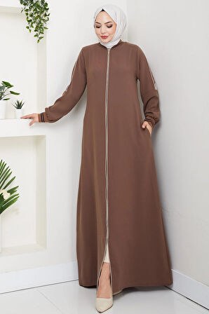 Biye Detaylı Ferace Kahverengi HM2045