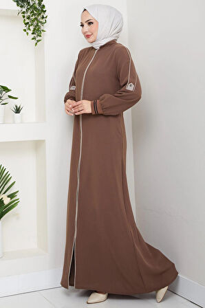 Biye Detaylı Ferace Kahverengi HM2045