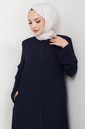 Zikzak Taşlı Ferace Lacivert HM2848