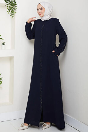 Zikzak Taşlı Ferace Lacivert HM2848