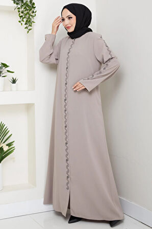 Zikzak Taşlı Ferace Bej HM2848