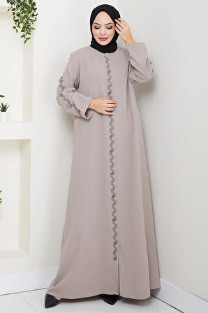 Zikzak Taşlı Ferace Bej HM2848