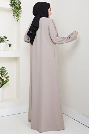 Zikzak Taşlı Ferace Bej HM2848