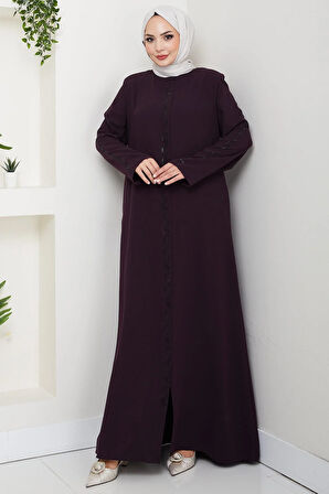 Zikzak Taşlı Ferace Mürdüm HM2848