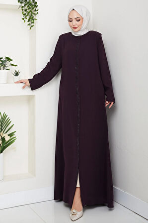 Zikzak Taşlı Ferace Mürdüm HM2848