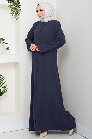 Zikzak Taşlı Ferace Füme HM2848