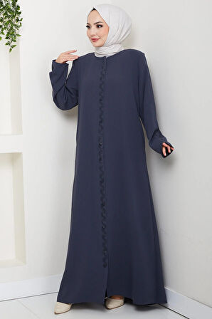 Zikzak Taşlı Ferace Füme HM2848