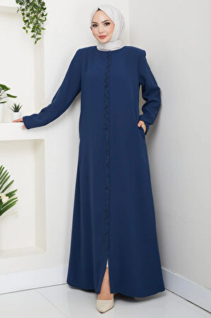 Zikzak Taşlı Ferace Petrol HM2848