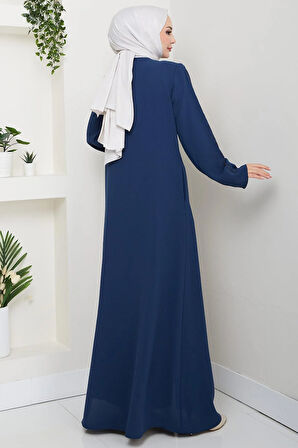 Zikzak Taşlı Ferace Petrol HM2848